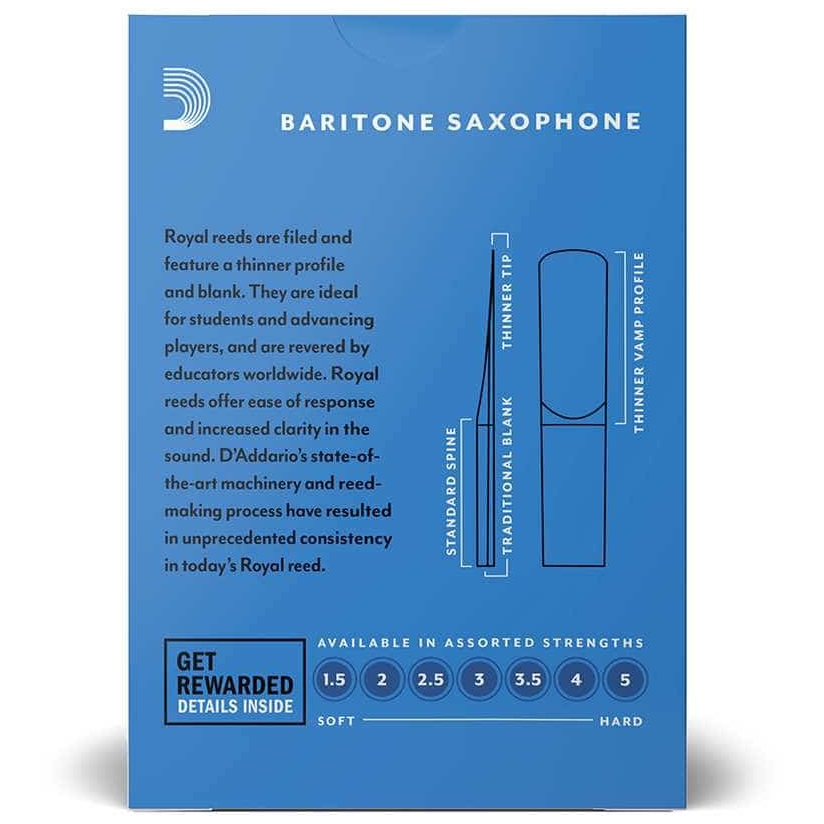 D’Addario Woodwinds - D’Addario Woodwinds Royal - Bariton Saxophone 2,5 - 10er Pack - 3