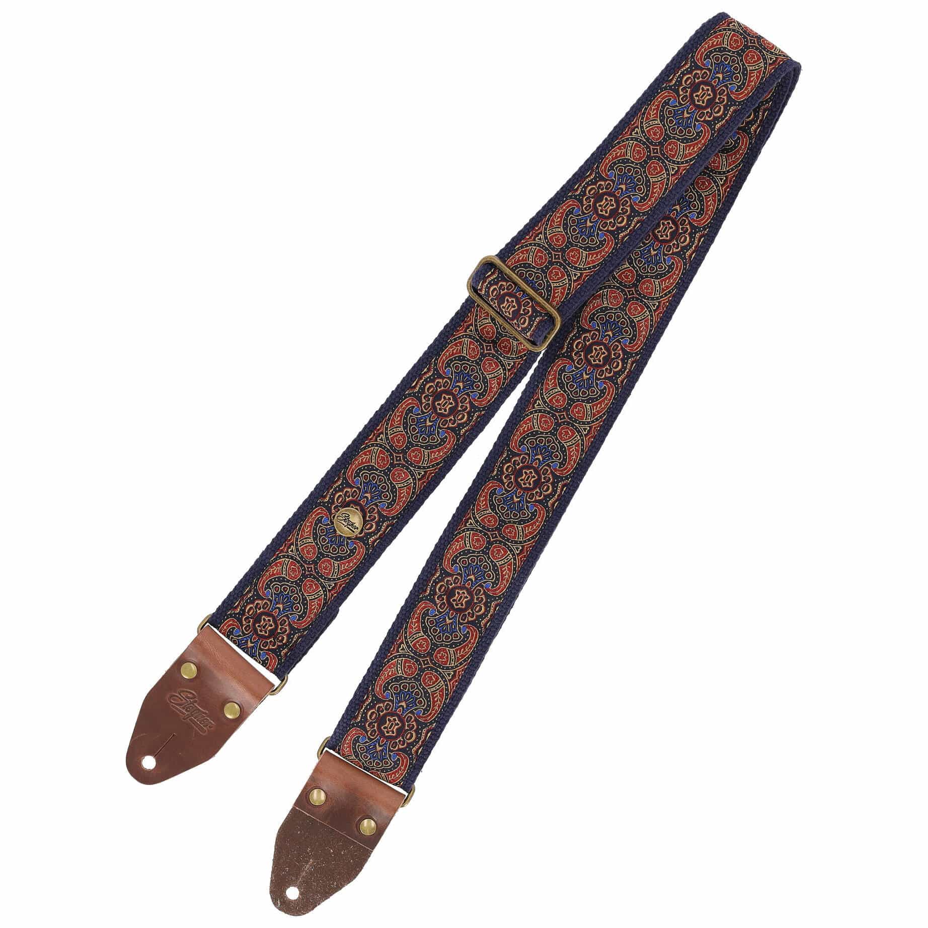 Steyner Straps Retro Gitarrengurt - Abendlicht blau-rot VEGAN