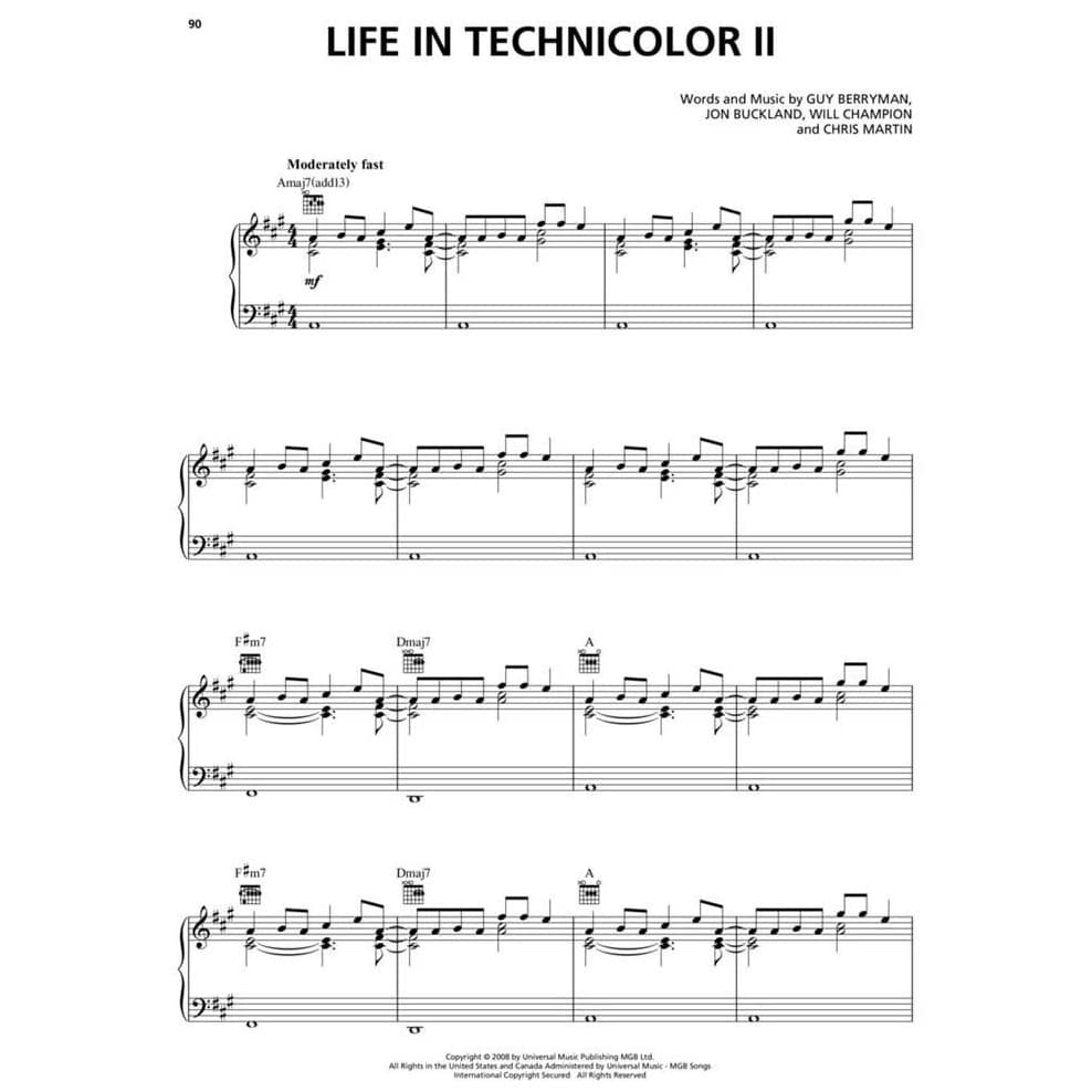 Hal Leonard Coldplay Sheet Music Collection 4