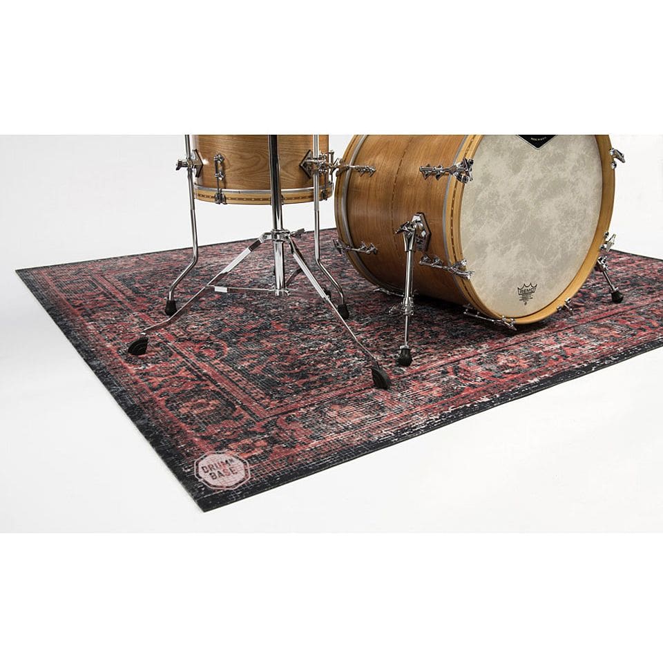 DRUMnBASE 185 x 160 cm Vintage Drum Mat Black Red 3