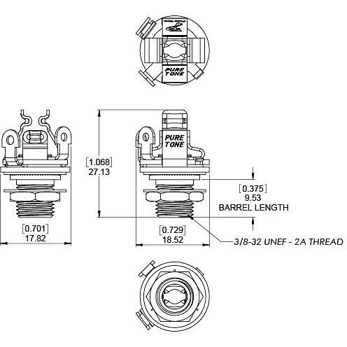  Multi Contact Output Jack Nickel Mono 3