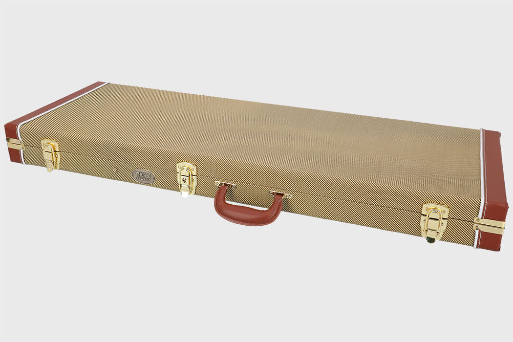 Image of Chicago classic e gitarren koffer tweed yellow 2 grau 1050x700