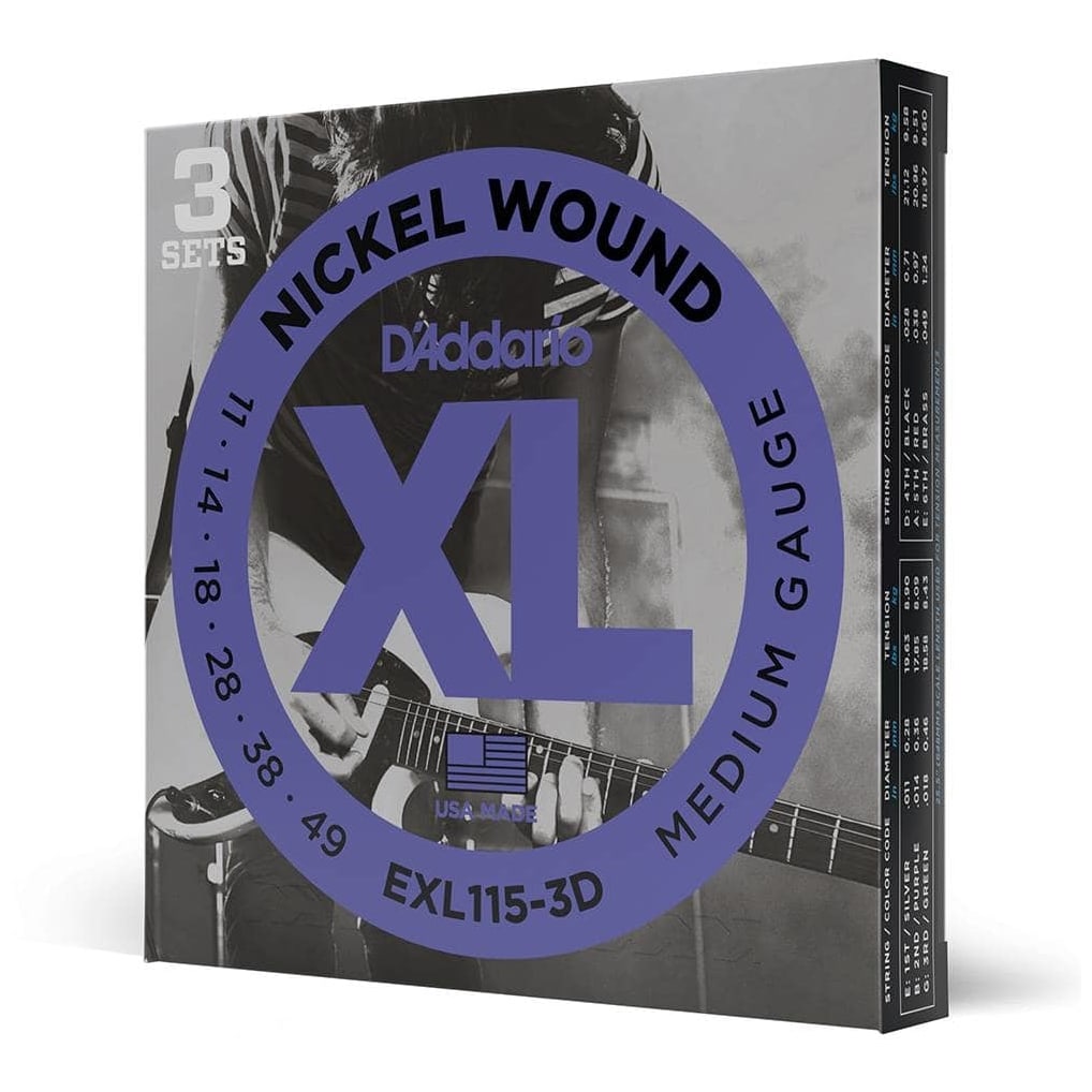 D’Addario - D’Addario EXL115-3D - XL Electric Nickel Wound 3er Pack 011-049 - 3