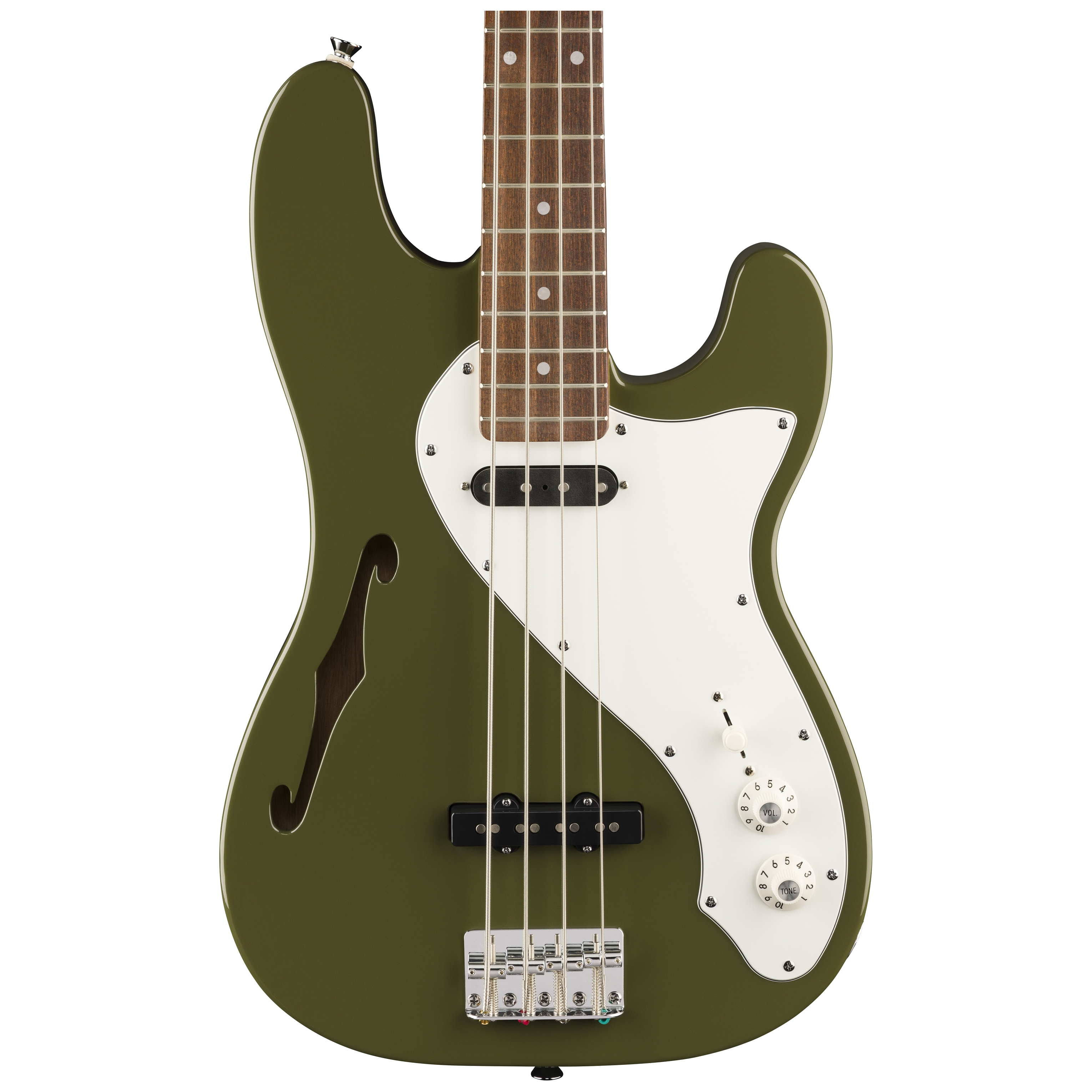 Squier by Fender Paranormal Precision Bass Thinline SJ LRL Parchment PG Olive 3