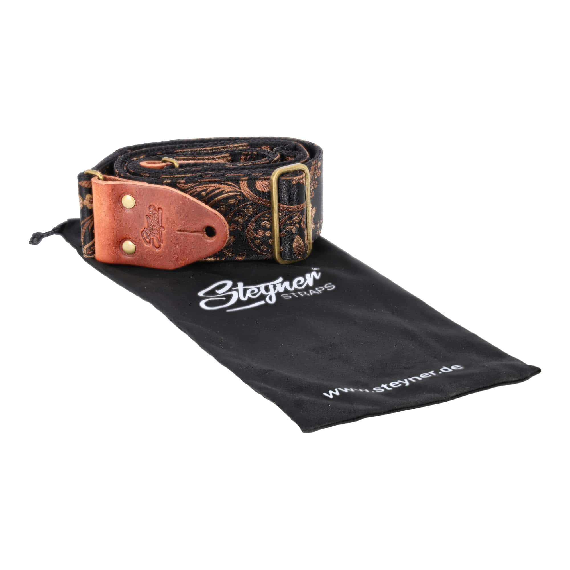 Image of Steyner straps luxury rose black 55 mm rotbraun messing 6
