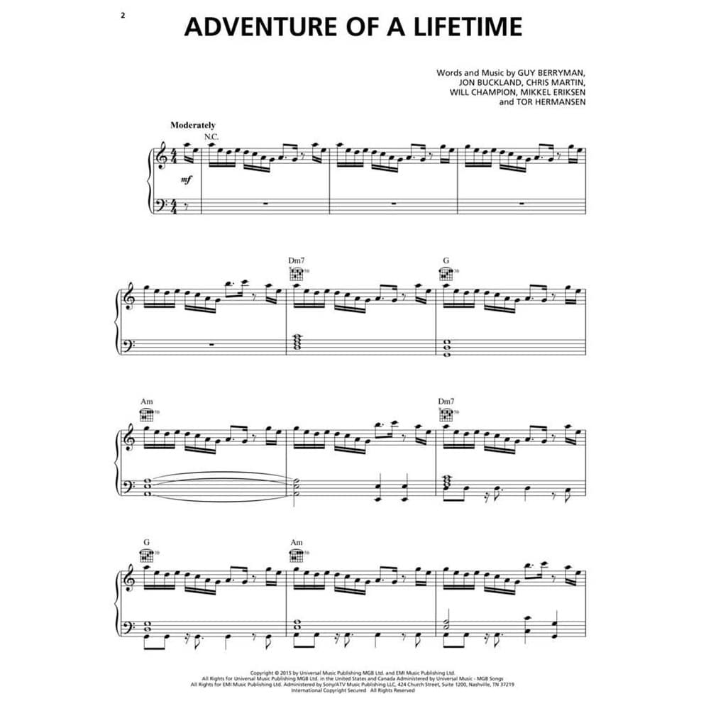 Hal Leonard Coldplay Sheet Music Collection 2