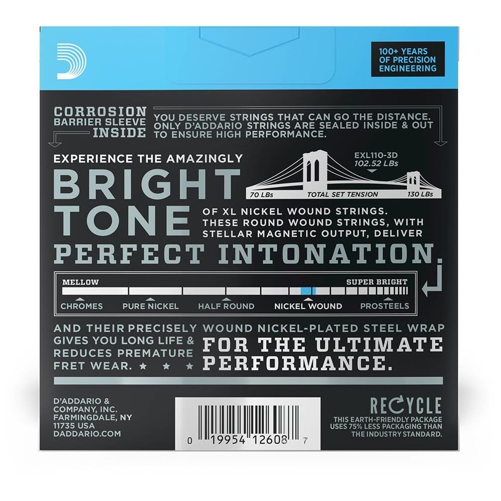 D’Addario - D’Addario EXL110-3D - XL Electric Nickel Wound 3er Pack 010-046 - 1