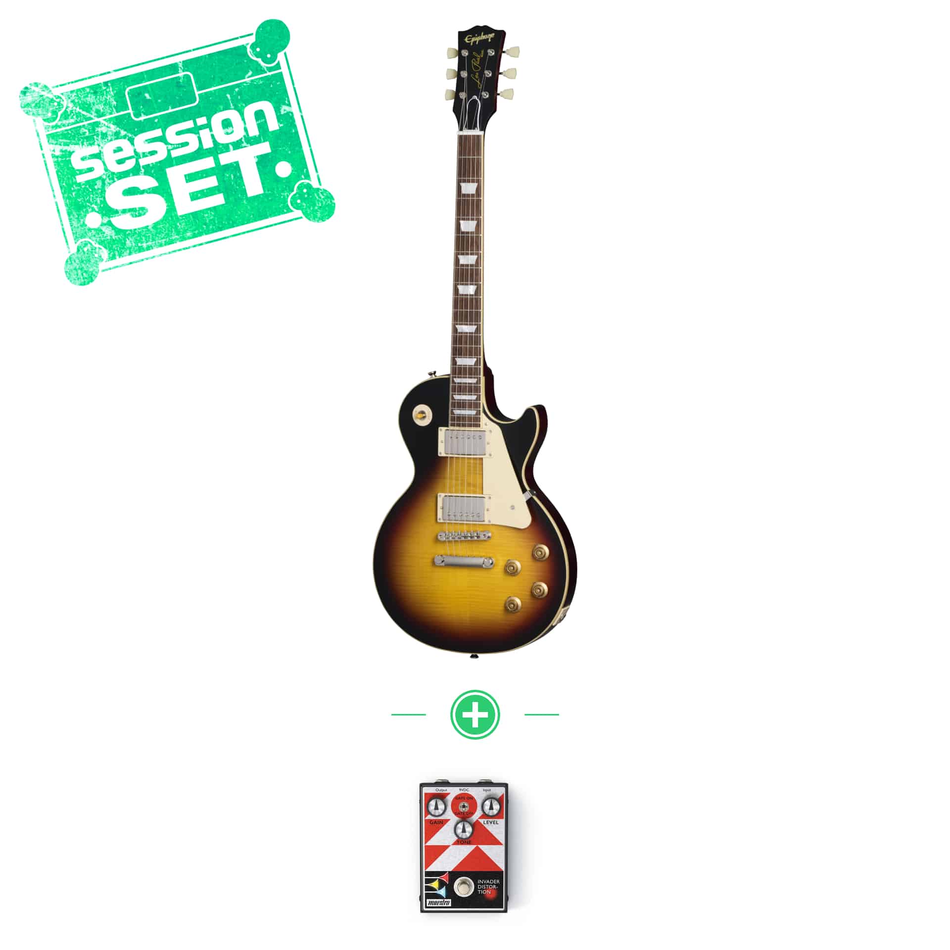 epiphone 1959 les paul standard tobacco burst e gitarren set mit maestro invader pedal 70001085 1