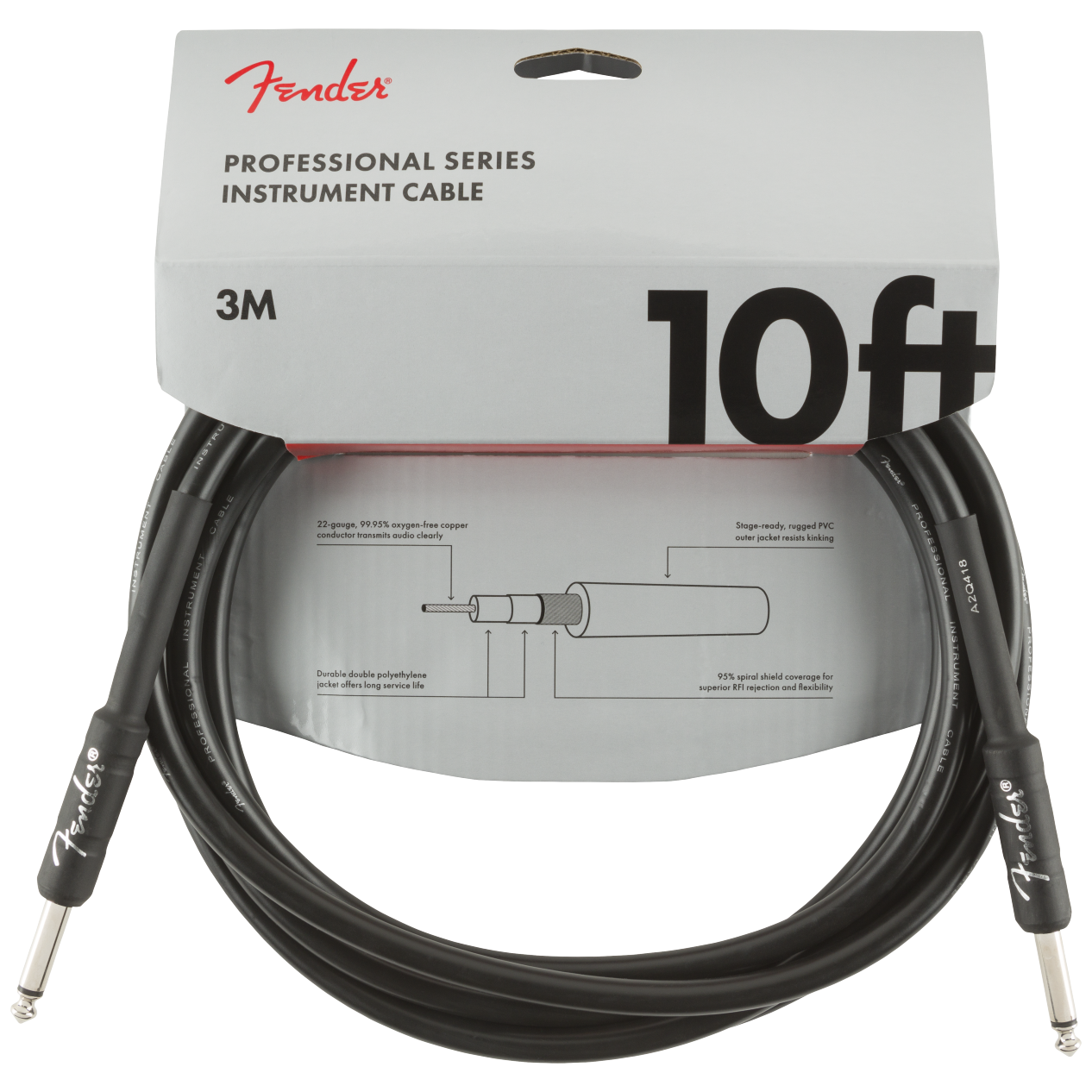 Fender Professional Series Instrumentenkabel - 3 Meter - Black 1