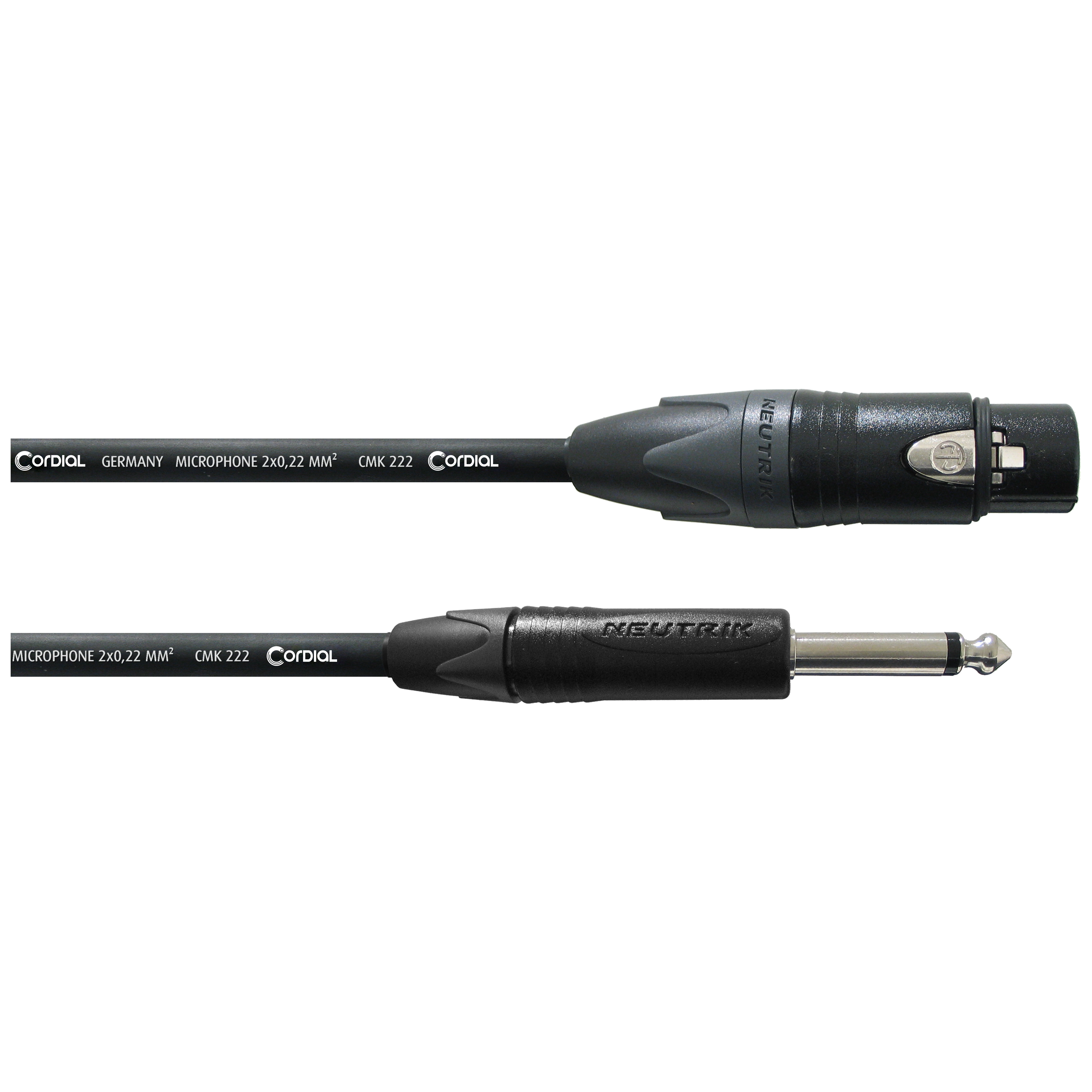 Cordial Mikrofonkabel CPM 2,5 FP - 2,5 m, NEUTRIK XLR female silber / Klinke 6,3 mm mono schwarz 1