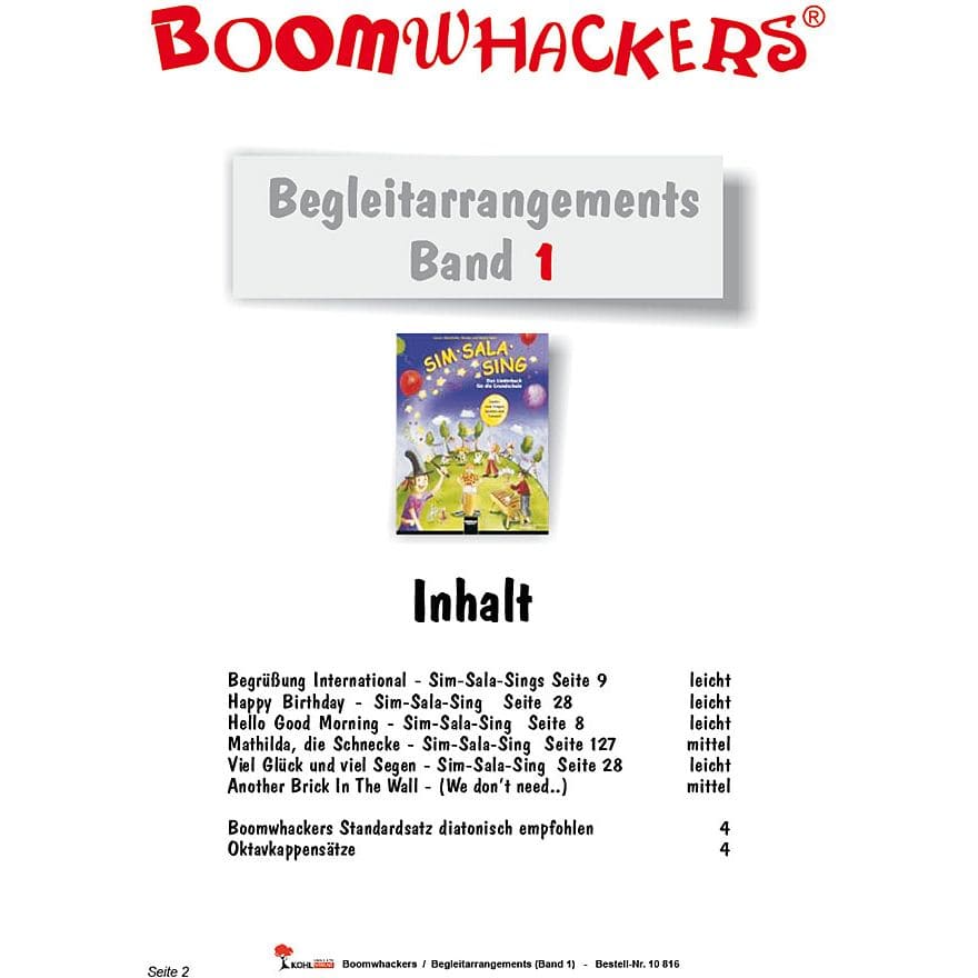  Boomwhackers Begleitarrangements Band 1 1