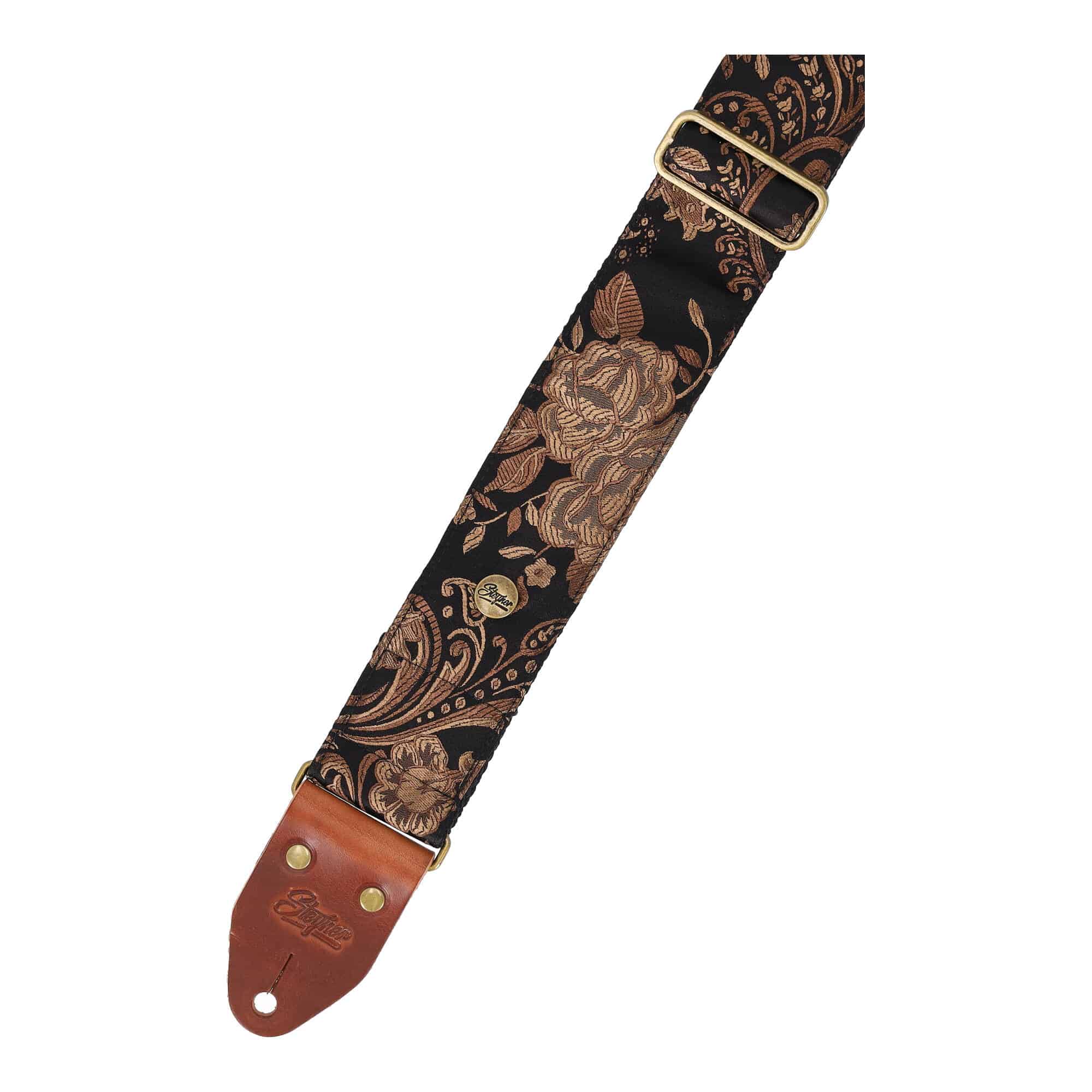 Image of Steyner straps luxury rose black 55 mm rotbraun messing 3