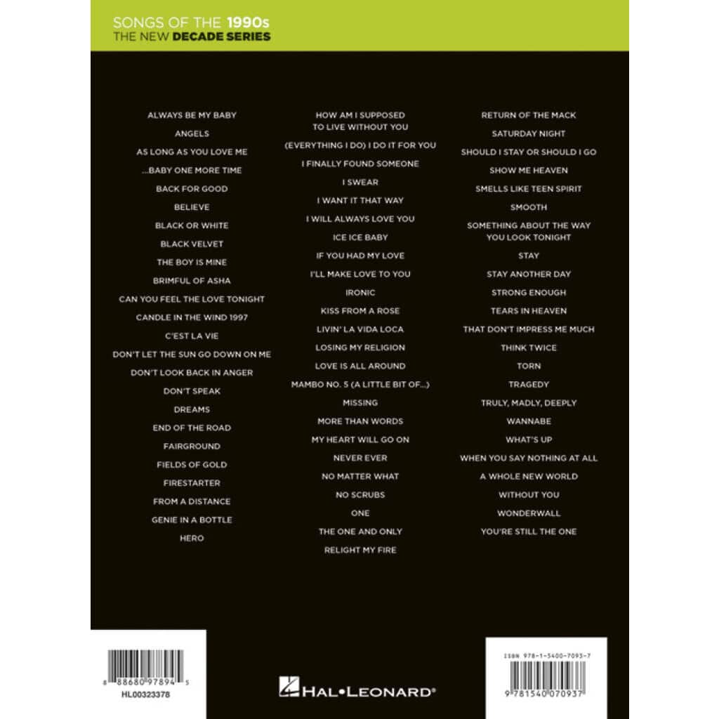 Hal Leonard The New Decade Series: Songs of the 1990s 1