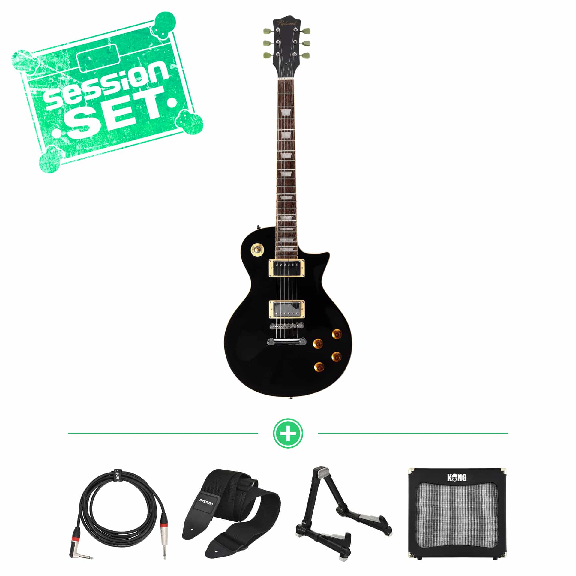 redwood classic lp style black inkl  case e gitarren set inkl  verstaerker   zubehoer 70001115 1