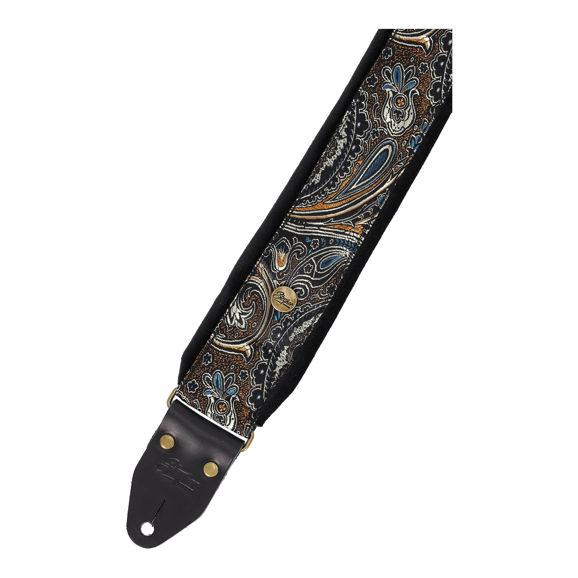 Image of Steyner straps gepolsterter gitarrengurt  indian nights messing schwarz 4