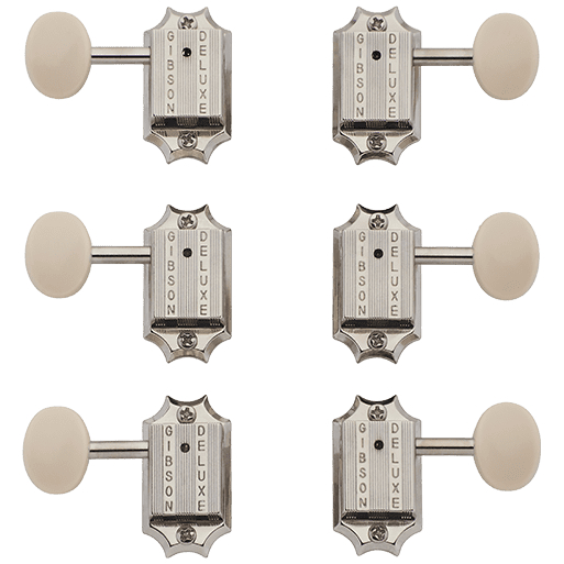 Gibson - Gibson PMMH-060 Deluxe White Button Tuner Set Vintage Nickel
