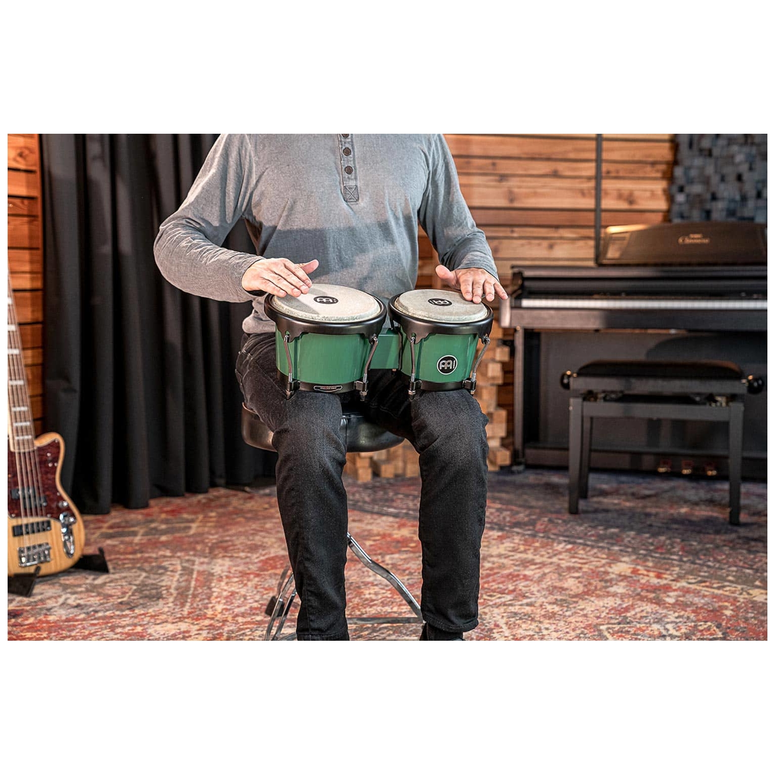 Meinl Percussion - Meinl Percussion HB50FG Journey Series Bongo, Forest Green - 6