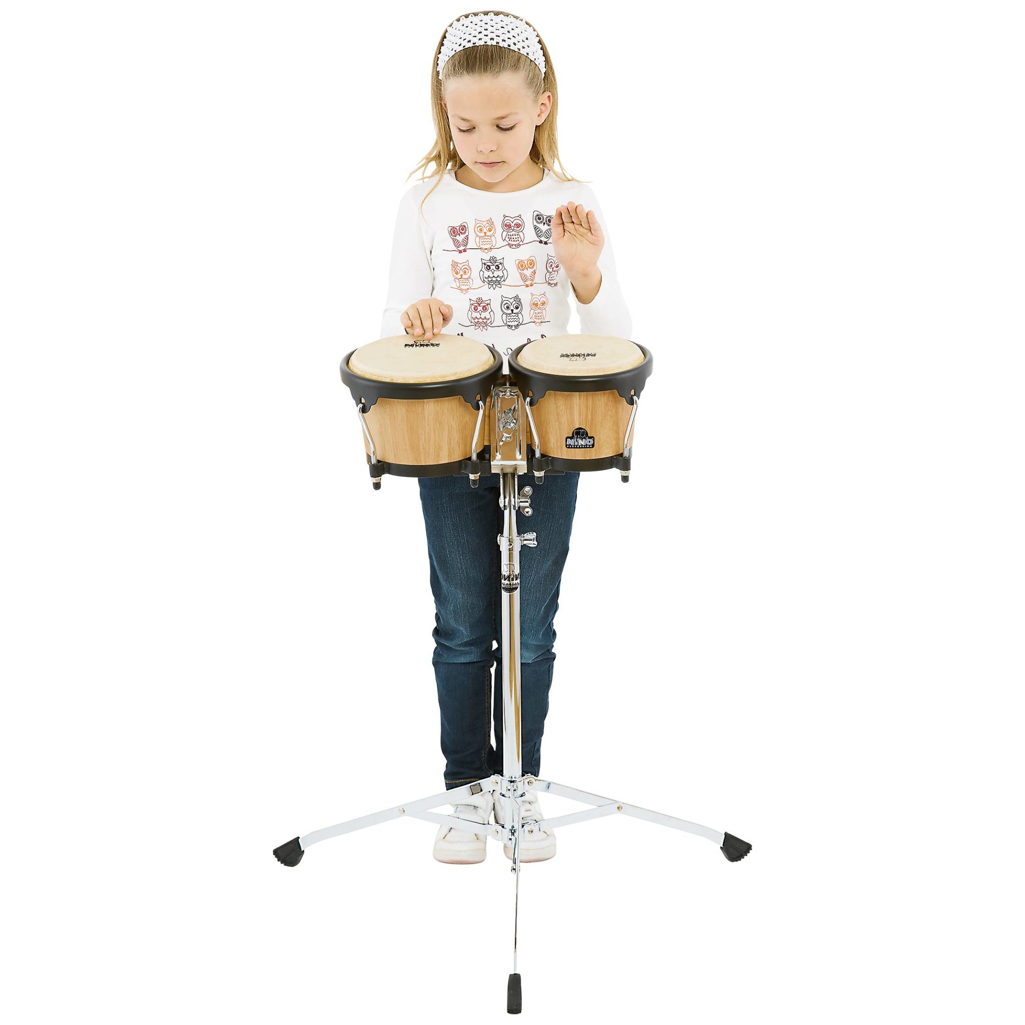 Nino Percussion - Nino Percussion 6 1 2 7 1 2 Wood Bongo, Natural Shell Black Hardware - 1