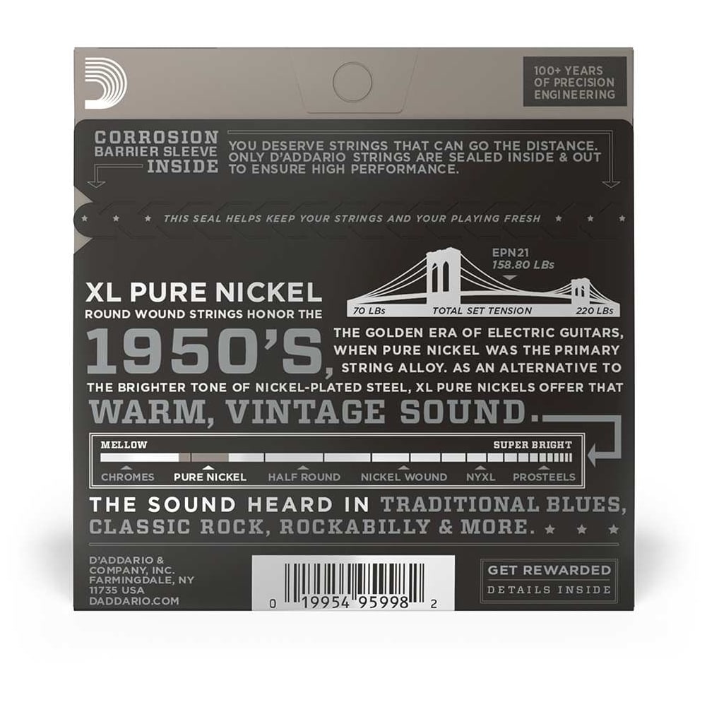 Image of D’addario epn21  xl electric pure nickel  012 052 10009020 2