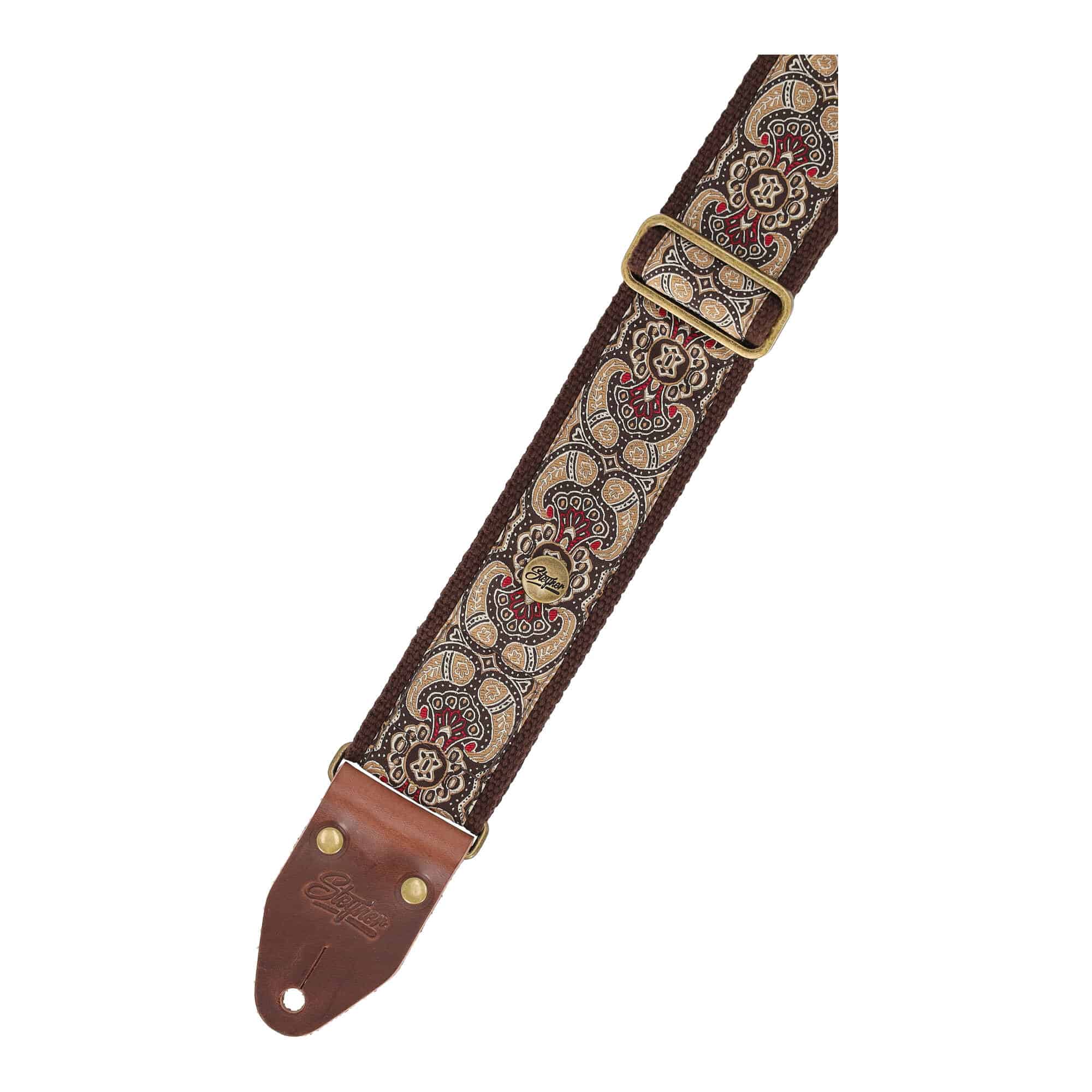 Image of Steyner straps retro gitarrengurt  wüstenlicht braun weinrot 3