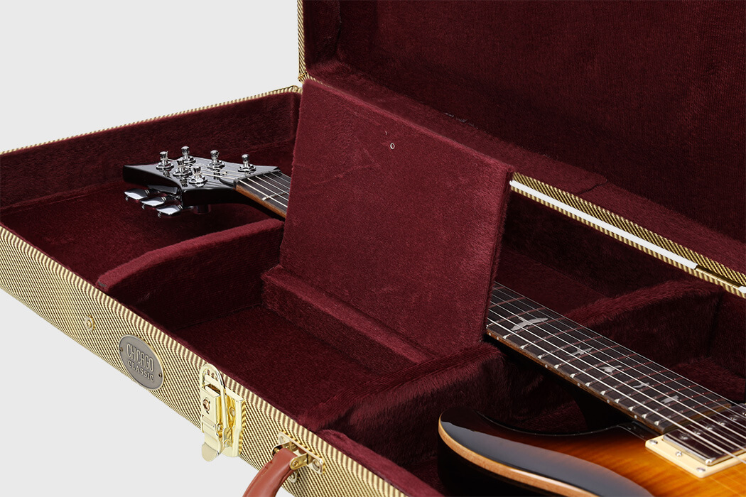 Image of Chicago classic e gitarren koffer tweed yellow 8 grau 1050x700
