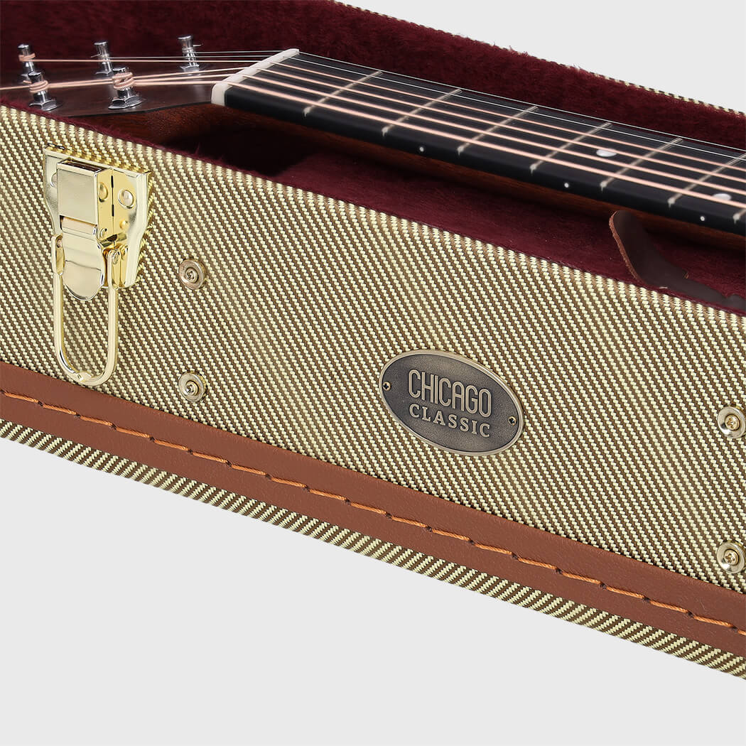 Image of Chicago classic holzkoffer dreadnought tweed 6 grau 1050 (1)