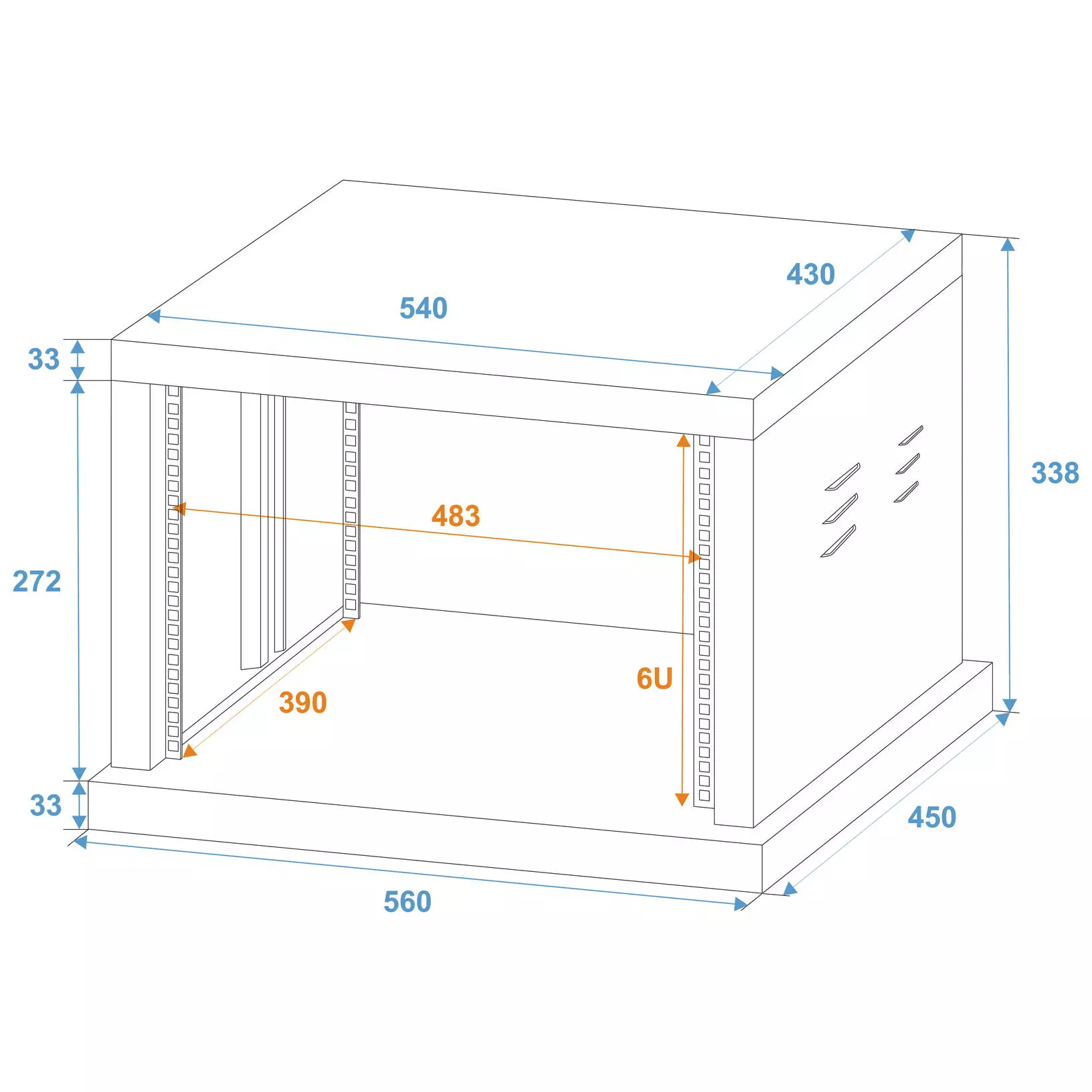 Roadinger Stahl-Rack SR19 - 6 HE 2