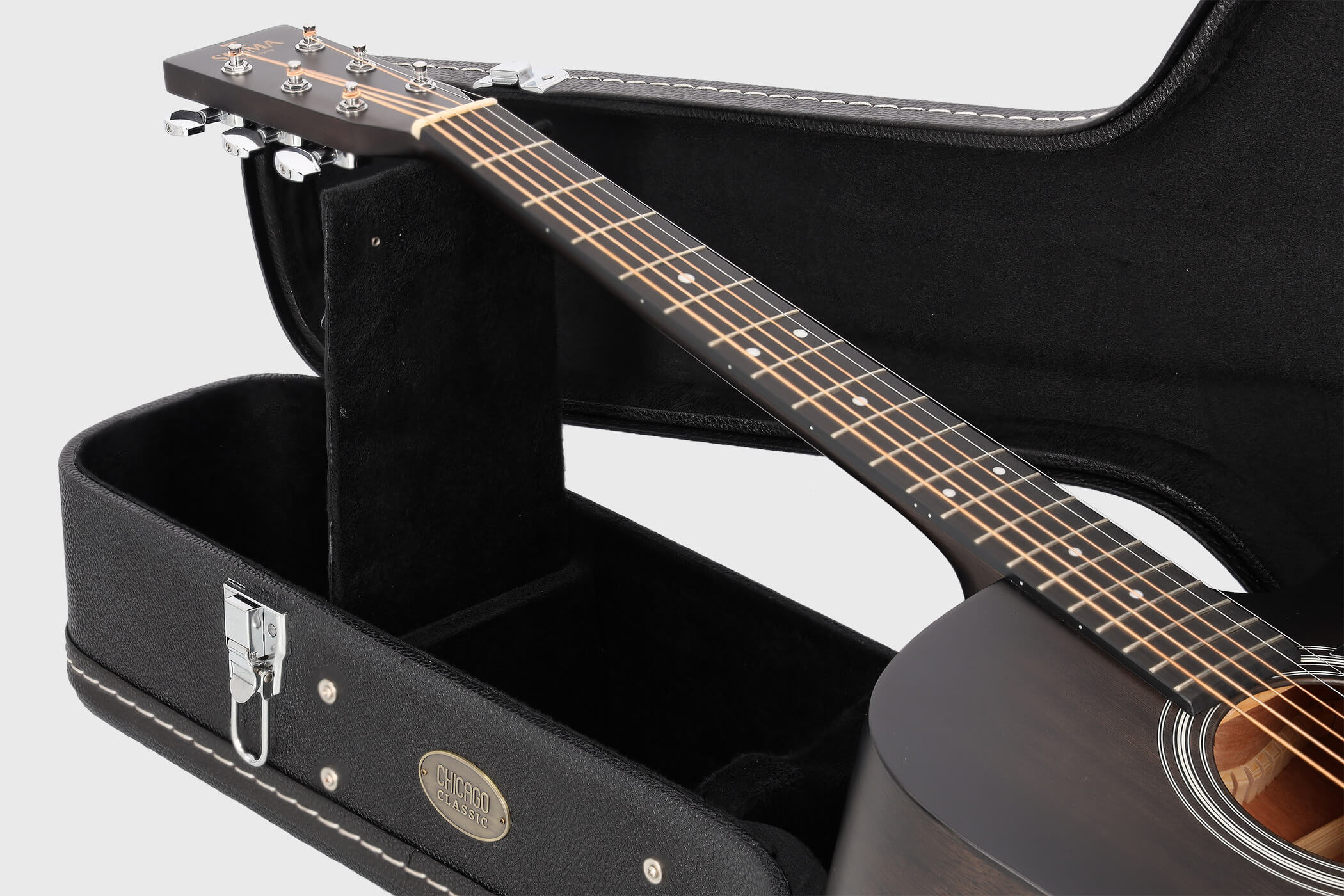Image of Chicago classic holzkoffer dreadnought schwarz 10 grau 2100x1400