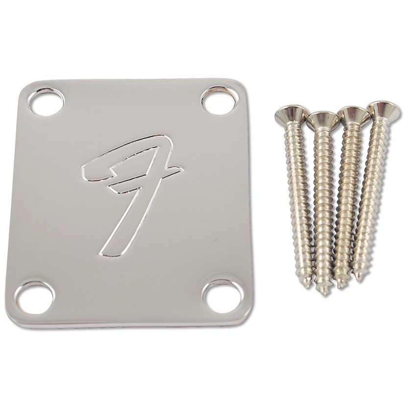 Image of Fender neck plate vintage style f chrome 10001239 0
