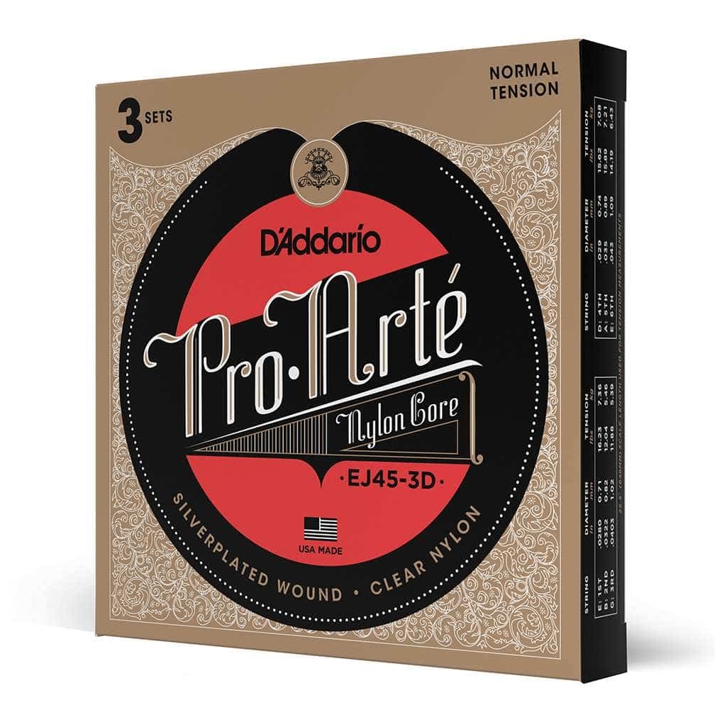 D’Addario - D’Addario EJ45-3D - ProArté Classical Nylon - Normal Tension 3er Pack 028-043