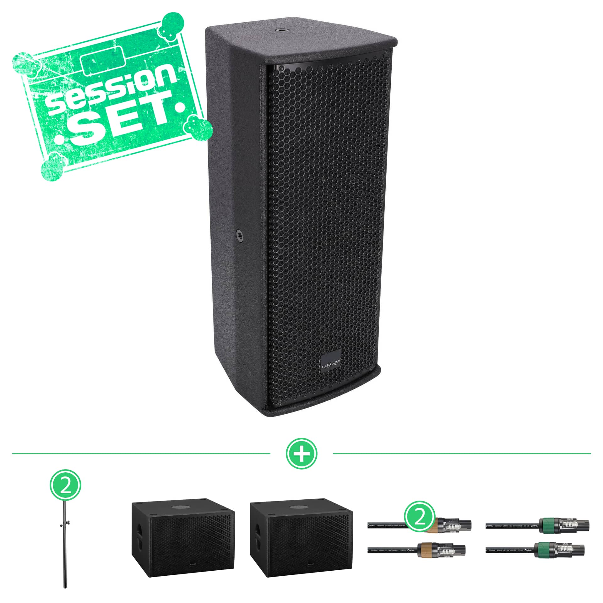 Seeburg Acoustic Line A2/G Sub 1201 dp++ Premium Lautsprecher Set mit Kabel & Zubehör