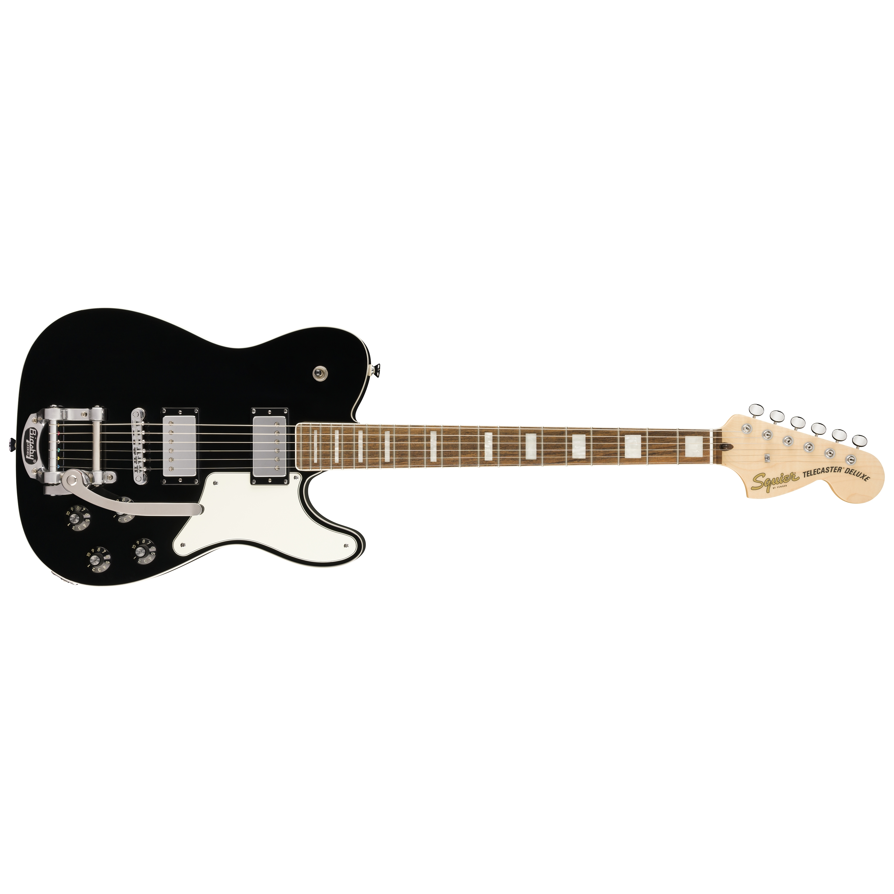 Squier by Fender Paranormal Troublemaker Telecaster DLX Bigsby LRL Parchment PG Black 1