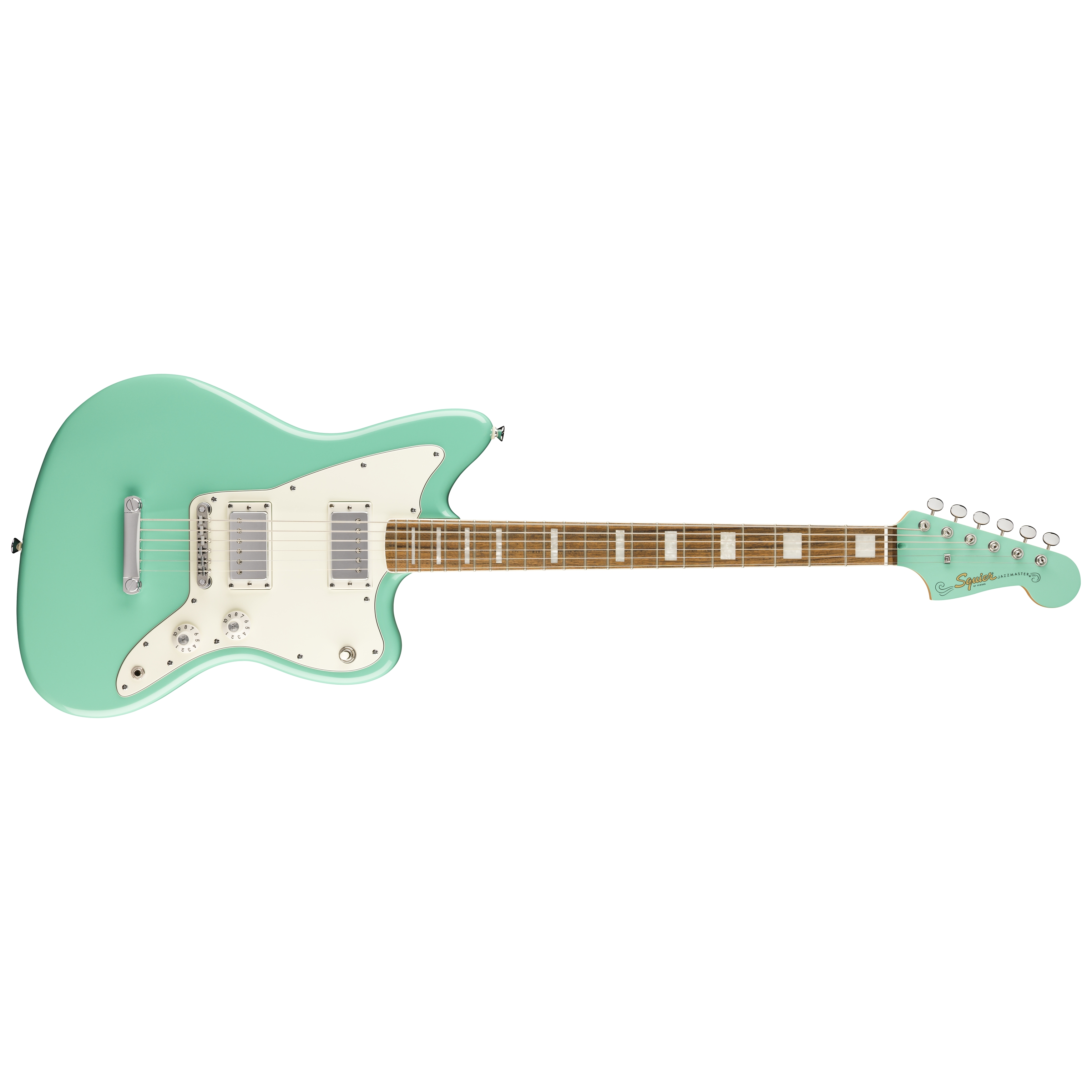 Squier by Fender Paranormal Baritone Jazzmaster HH LRL Parchment PG Sea Foam Green 1