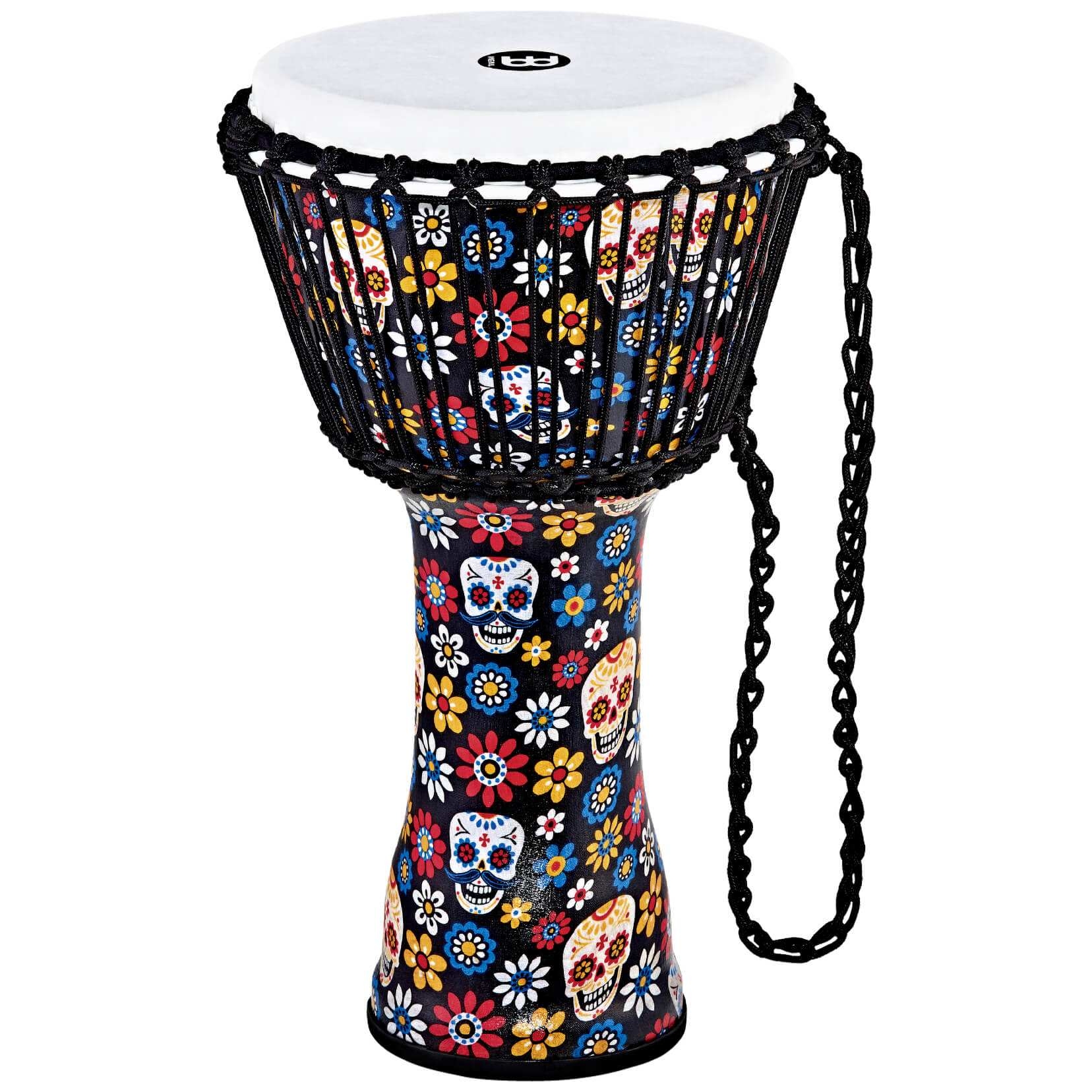 Meinl Percussion PADJ7-M-F - 10 Zoll Rope Tuned Travel Series Djembes, Synthetic Head, Day Of The Dead 10008458-0