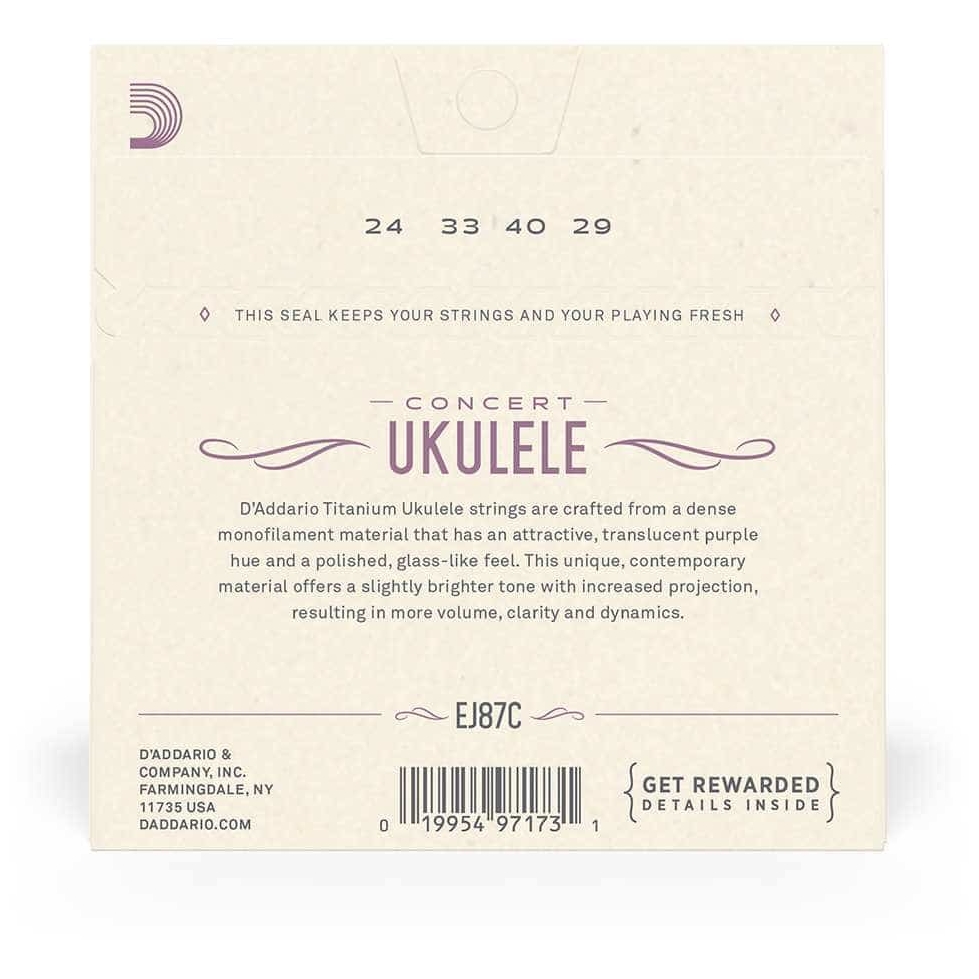 D’Addario - D’Addario EJ87C - Ukulele Concert Titanium 024-029 - 2