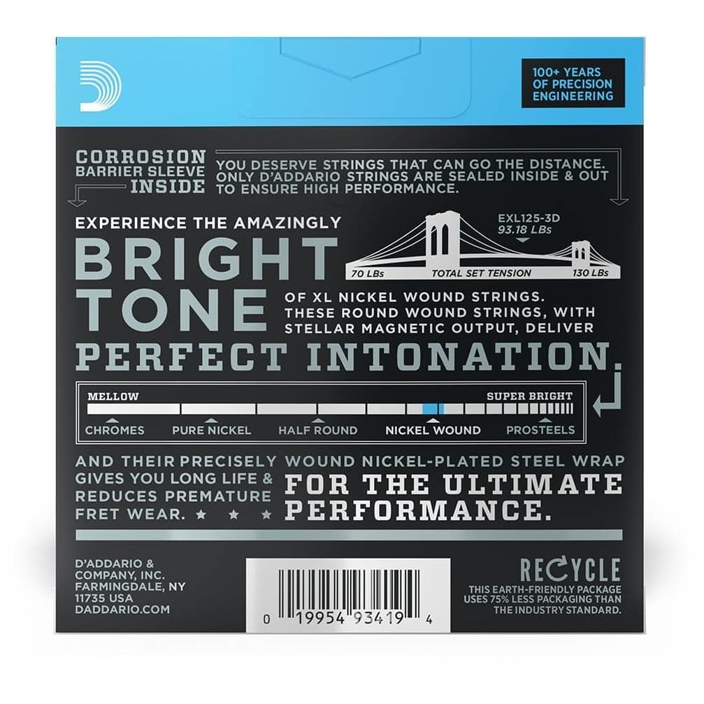 D’Addario - D’Addario EXL125-3D - XL Electric Nickel Wound 3er Pack 009-046 - 1