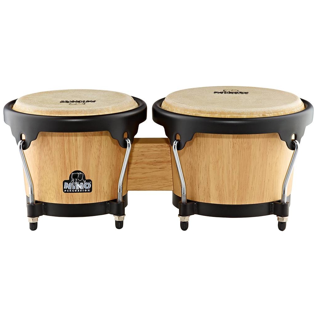 Nino Percussion - Nino Percussion 6 1 2    7 1 2  Wood Bongo, Natural Shell   Black Hardware - 0